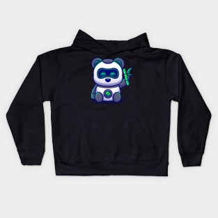 Cute Panda Robot Holding Bamboo Cartoon Kids Hoodie